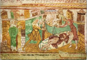 Drunkenness of Noah, Mural Church Nave St Savin sur Gertempe Vienne Postcard