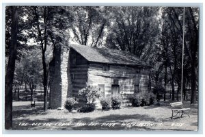 Washington Iowa IA Postcard RPPC Photo The Old Log Cabin Set Park c1940's
