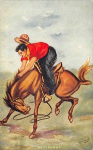 THE TENDERFOOT Cowboy on Horse Reynolds Western 1910s Antique Postcard