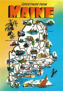 Greetings from Maine the Pine Tree State with Map