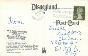 Disneyland Sleeping Beauty Castle a horse-drawn streetcar postcard