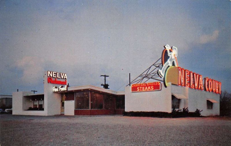 Meridian Mississippi Nelva Restaurant and Court Vintage Postcard AA59359