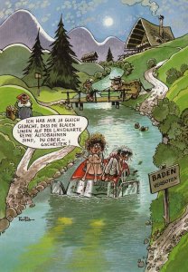 German Canal Boat Ship Sinking Risque Comic Disaster Postcard