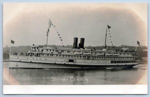 1906-1912 RPPC STEAMER CAMDEN*STEAMSHIP*FLAGS*ARTURA REAL PHOTO POSTCARD UNUSED