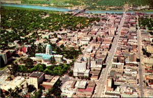 Kansas Topeka Aerial View Of State Capito,and Downtown Area 1959