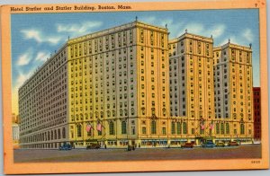 postcard Boston Massachusetts - Hotel Statler and Statler Building