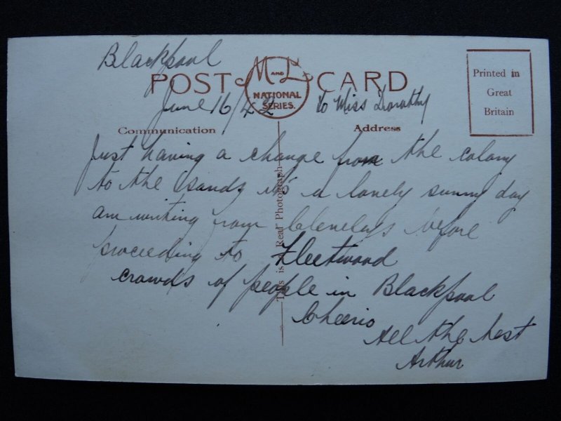 Lancashire BLACKPOOL The Tower from North Pier c1942 RP Postcard