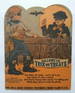 Halloween Boys Diecut Lollypop Candy Sucker Card E Rosen Original Unused Vintage