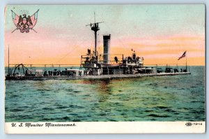 Postcard Miantonomah US Monitor Steamer Warship Battleship c1910 Vintage Antique