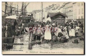 Old Postcard Marseille Unloading Fish Harbor