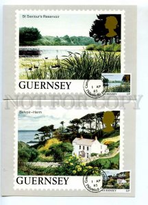 440844 Guernsey 1985 set First Day maximum cards landscapes and views the city