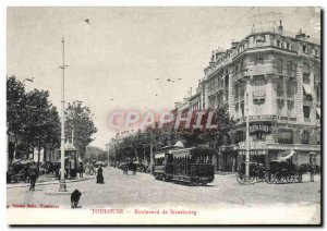 VINTAGE POSTCARD Tram Boulevard of Strasbourg Toulouse