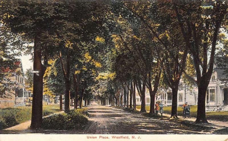 Westfield New Jersey Union Place Street View Antique Postcard K77544