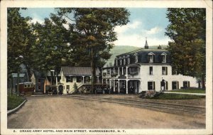 Warrensburg NY New York Grand Army Hotel Main Street c1900-20s Vintage Postcard