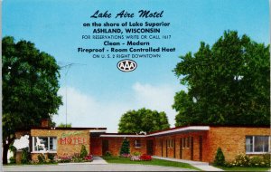 Ashland WI Lake Aire Motel Unused Postcard G97