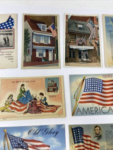 Lot of 12 Patriotic US Flag Postcards United States Patriotism 