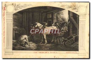 Old Postcard The Inside Of A Stable George Morland Horses