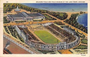 Soldiers Field Football Stadium Museum Chicago Illinois 1937 linen postcard