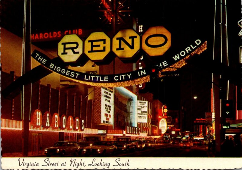 Nevada Reno Virginia Street At Night Looking South