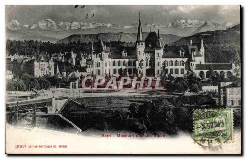 Old Postcard Switzerland Bern Museum und die Alpen