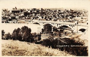 J24/ Calgary Alberta  Canada RPPC Postcard c1927 Bridge Birdseye 57