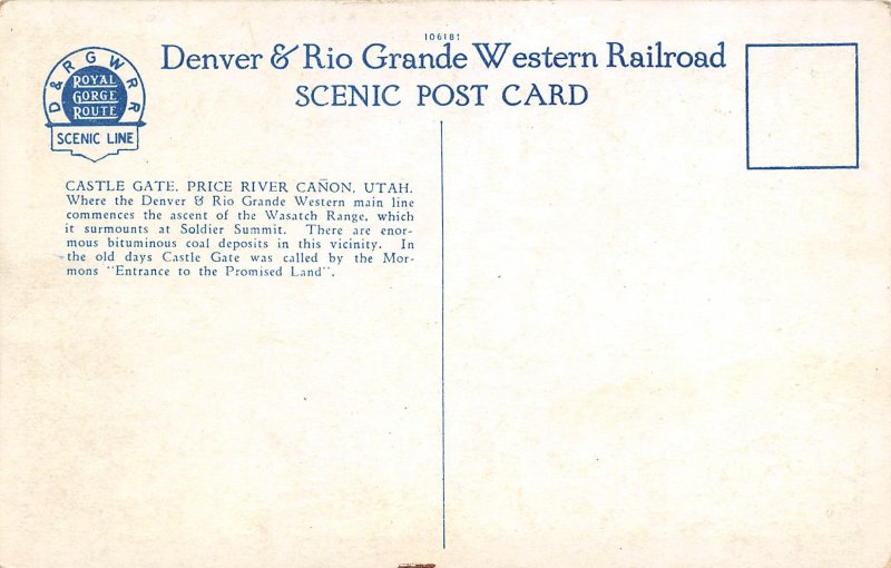 Mainline Railroad Track Denver & Rio Grande Route Utah 1920s postcard