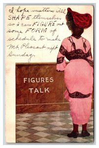Lady In Pink Dress Big Hat Figures Talk Big Butt Comic DB Postcard Q19