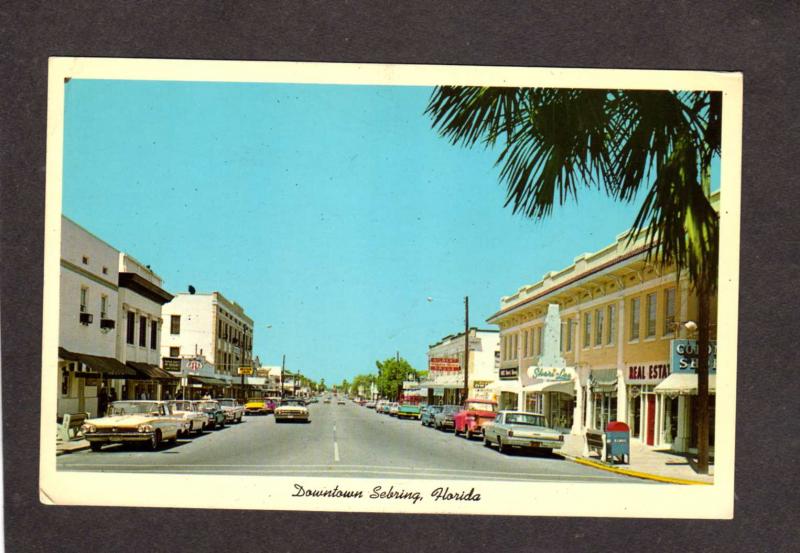 Fl Downtown Sebring Florida Stores Ridgewood Ave Postcard Old Cars