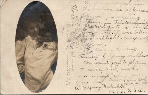 Keokuk Iowa Mother Anna Henn Young Baby Leah Young Case 1907 RPPC Postcard W4