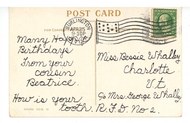 Greeting - Best Wishes      (postal ink, stained)