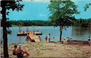 Swimming Beach Gitchee Gumee Park Lake Sequoyah Hardy AR Vintage Postcard U71