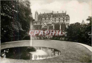 Modern Postcard Loches the castle saw the public garden