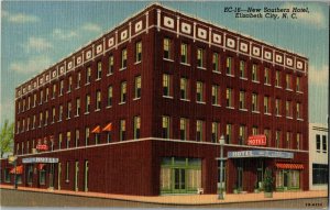 New Southern Hotel, Elizabeth City NC Vintage Linen Postcard A46