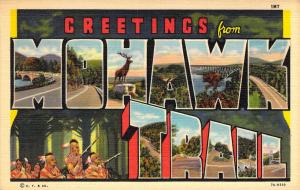 Linen Era,Large Letter,Greetings From Mohawk Trail,CT&CO,Old Postcard