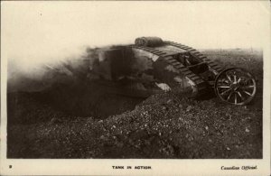 1910 RPPC Daily Mirror Tank in Action REAL PHOTO POSTCARD