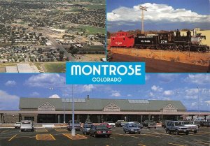 Montrose, CO Colorado   AERIAL VIEW~TRAIN~SHOPPING?  4X6 Continental Postcard