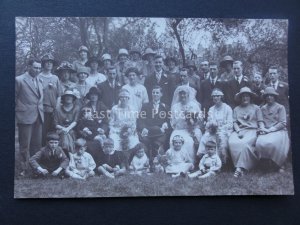 Wedding Group Portrait BRIDE & GROOM Old RP Postcard by Organ & Son, Hammersmith