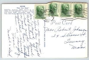 Large letter Greetings From Maine  Vacationland   Postcard   1963