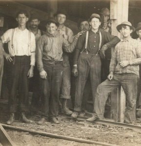 RPPC Men Railroad Mine Manufacturing Workers Postcard