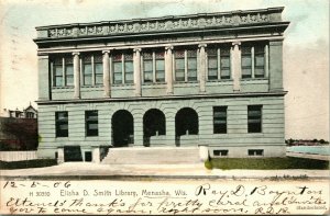 Vtg Postcard 1906 Menasha, Wisconsin - Elisha D. Smith Library Building