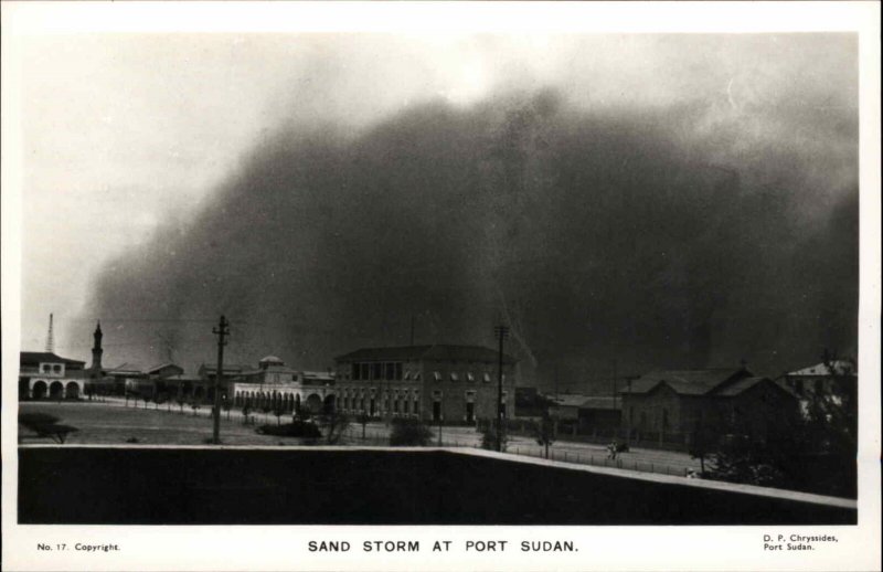 Port Sudan Sand Storm Natural Weather Event Real Photo Postcard