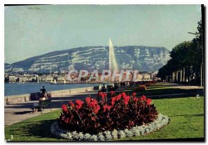 Modern Postcard Geneva Quai Wilson and waterjet