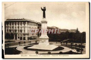 Old Postcard Monumento Francesco Milano Piazzale Risorgimento