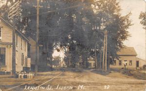 Lisbon ME Lewiston Street Trolley Tracks Milk Cans Real Photo Postcard