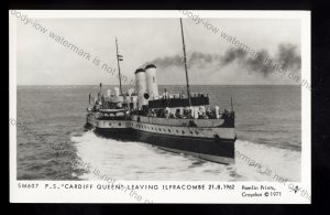 F3057 - Paddle Steamer - Cardiff Queen - off Ilfracombe in 1962. Pamlin postcard