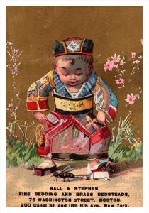 Trade Card Massachusetts  Boston  Hall & Stephen Fine bedding, Chinese Child ...