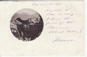 ITALY MAN in CARRIAGE with 2 TINY DOGS  1913 postcard