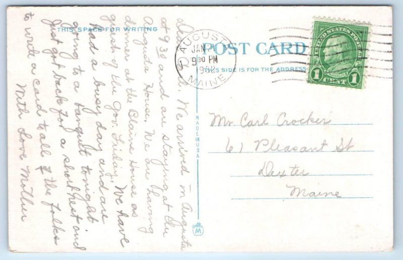 AUGUSTA, ME Maine ~ HARTFORD FIRE STATION  1932 Kennebec County Postcard