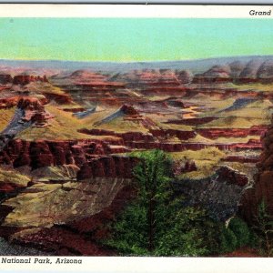 c1940s Grand Canyon Nat Park AZ Grand View Point Birds Eye Linen PC Verkamp A292