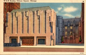 Illinois Chicago Tribune Square WGN Studios 1940 Curteich